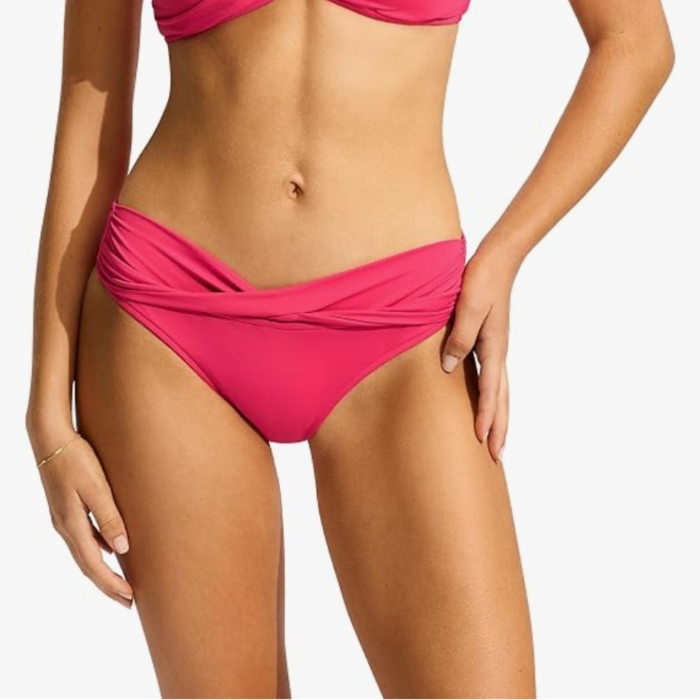 New Seafolly Goddess neon Pink coral hipster Bikini Bottom 6